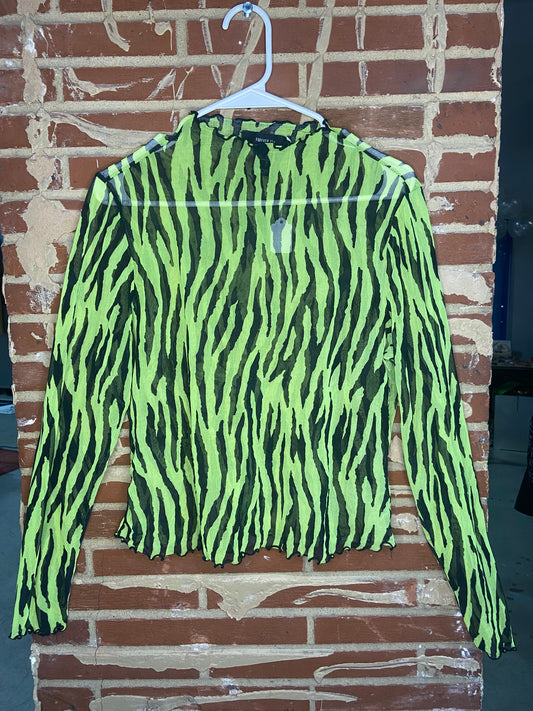 Neon Lime & Black sheer Zebra Top