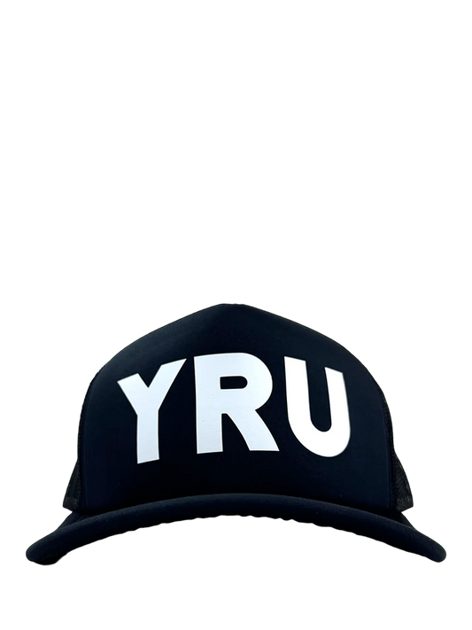 YRU TRUCKER HAT - BLACK/BLACK/WHITE